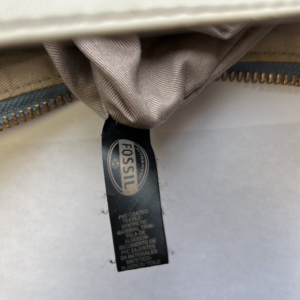 Fossil hobo shoulder and crossbody orange and tan textile bag 3 zipper closures - Picture 16 of 16